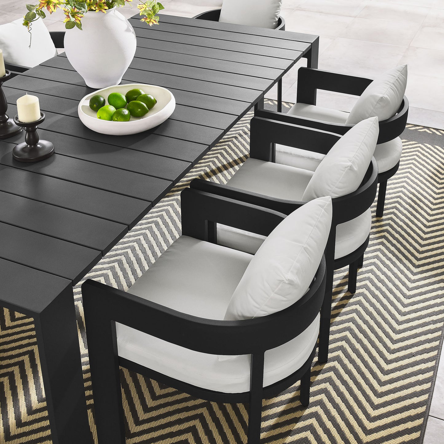 Aspen 9-Piece Outdoor Patio Aluminum Dining Set in Gray White