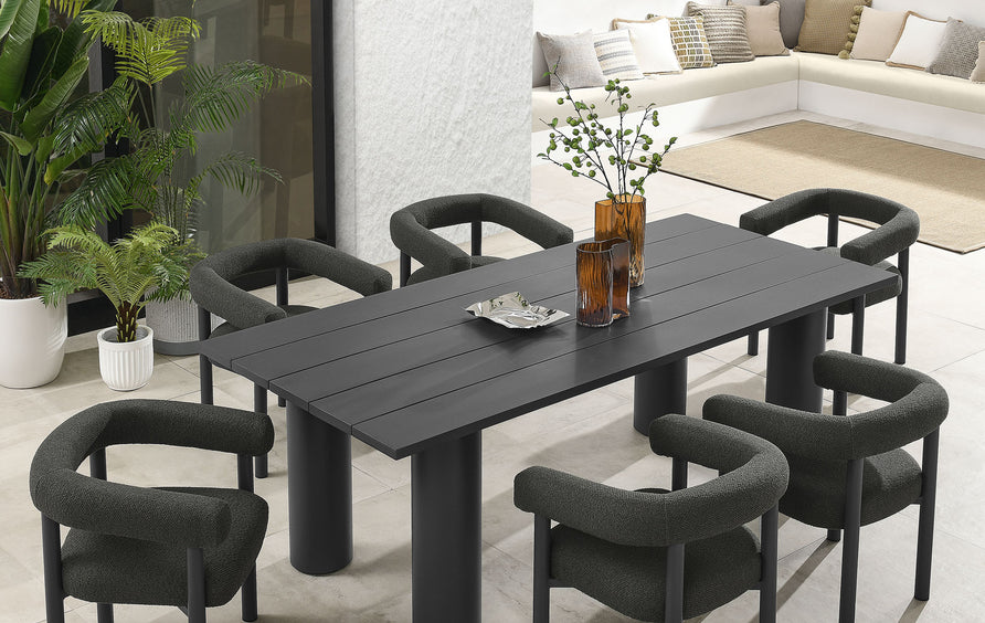 Atelier 7-Piece Rectangular Outdoor Patio Aluminum Dining Table and Chairs Set in Charcoal Graphite
