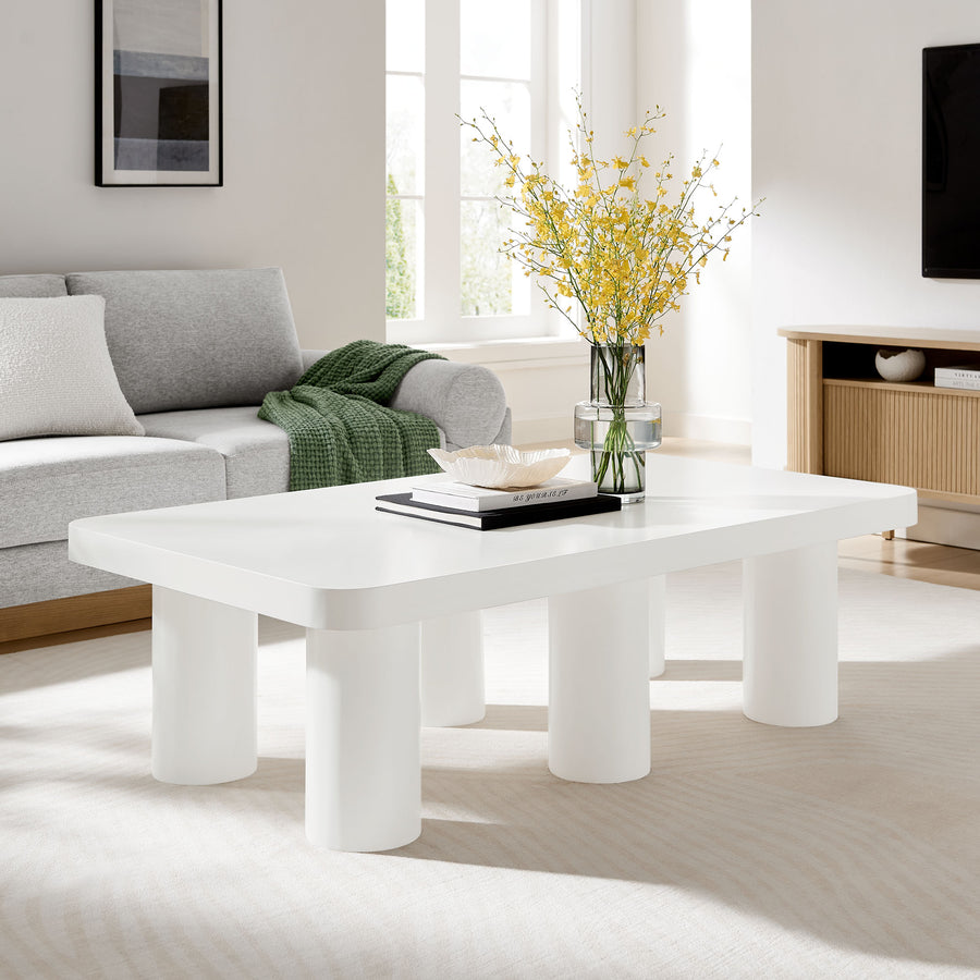Coralie 54" Rectangular Coffee Table in White