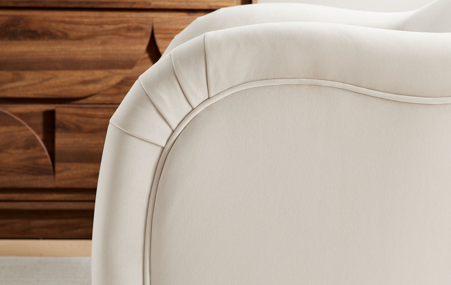 Linus Performance Velvet Accent Chair in Alabaster