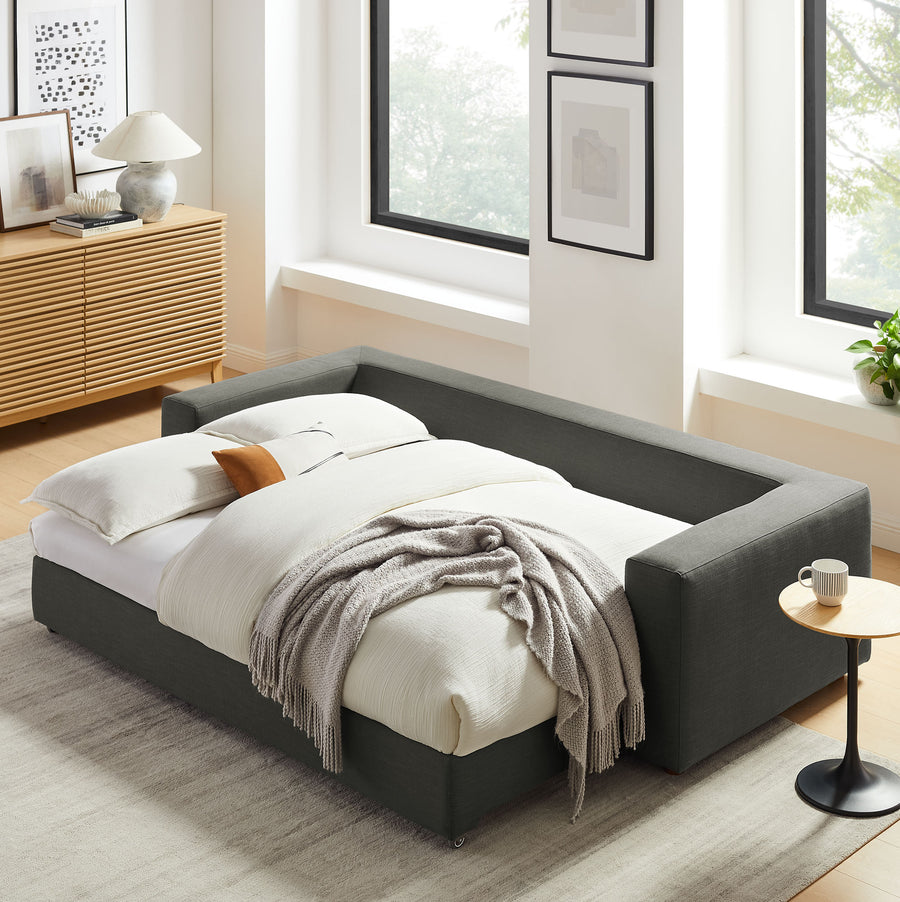 Linden Down Filled Overstuffed Sleeper Sofa in Gray