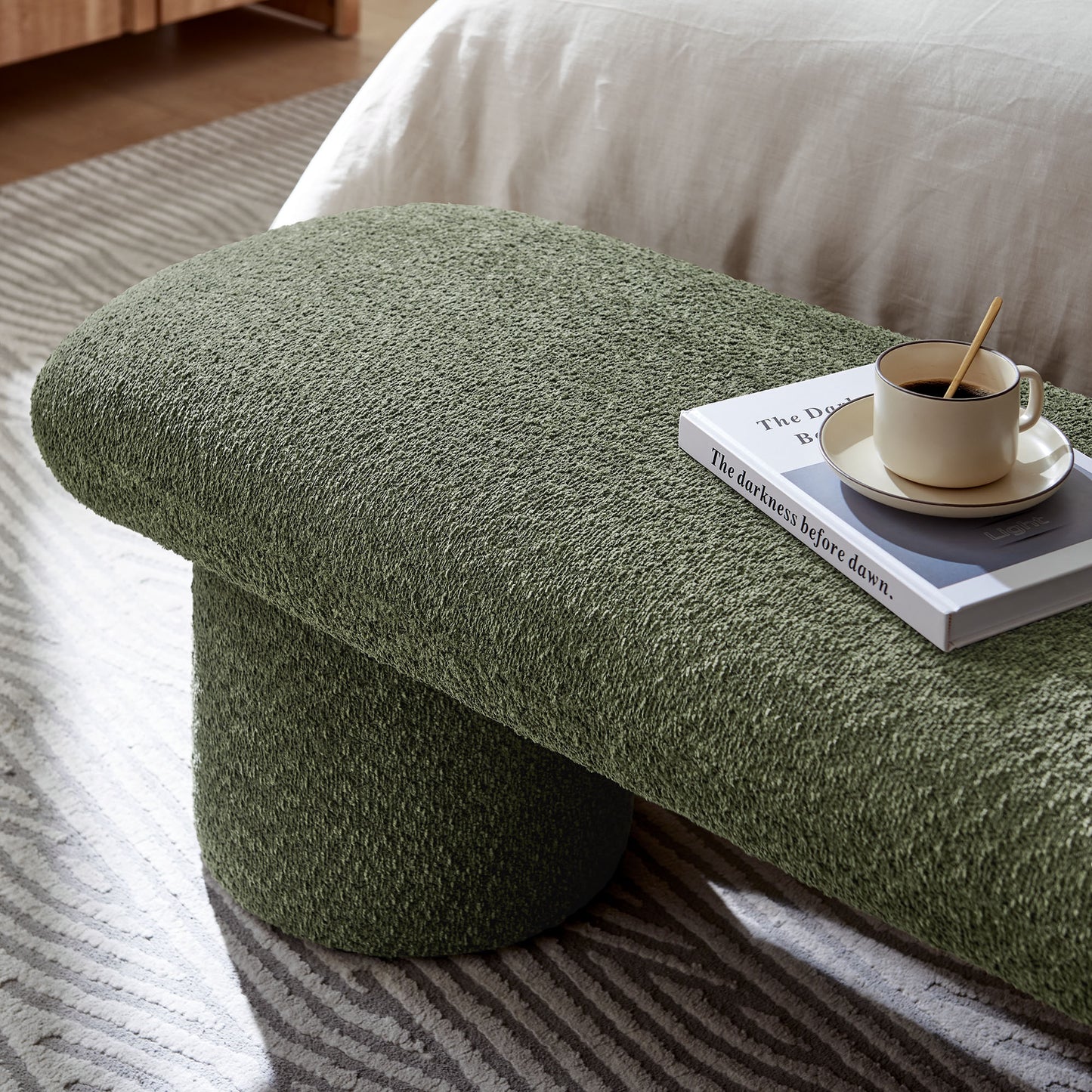 Torin Chenille Upholstered Bench in Sage