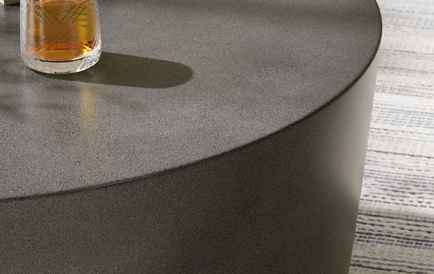 Portico Round Indoor - Outdoor Patio Concrete Coffee Table in Gray