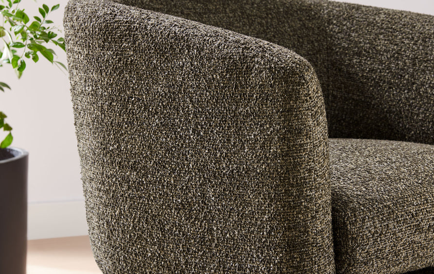 Medinaceli Boucle Fabric Barrel Accent Chair in Antique