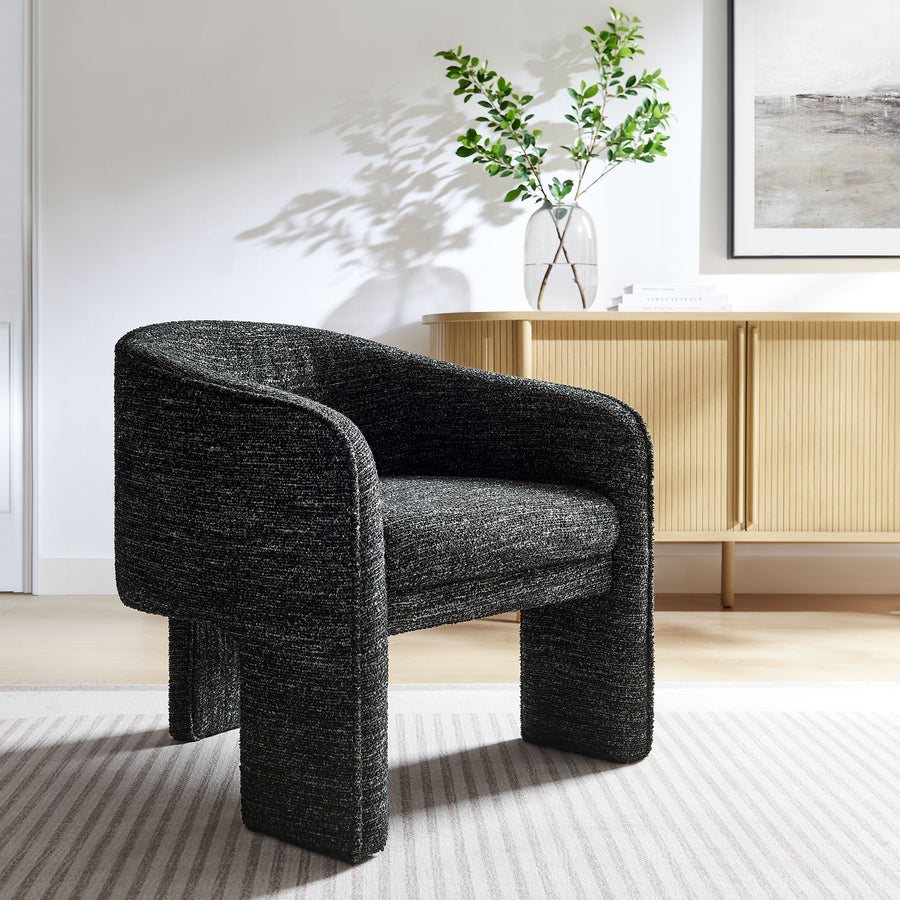 Knox Boucle Fabric Upholstered Accent Armchair in Charcoal