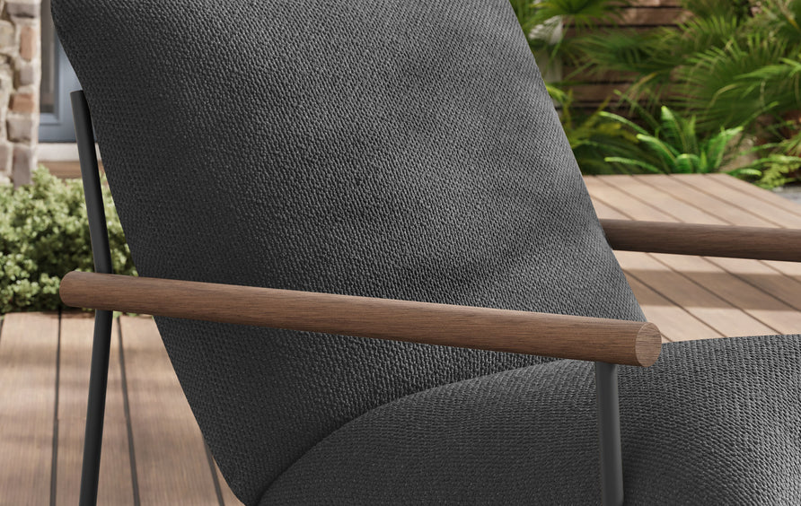 Claret Outdoor Patio Boucle Sling Lounge Chair in Charcoal