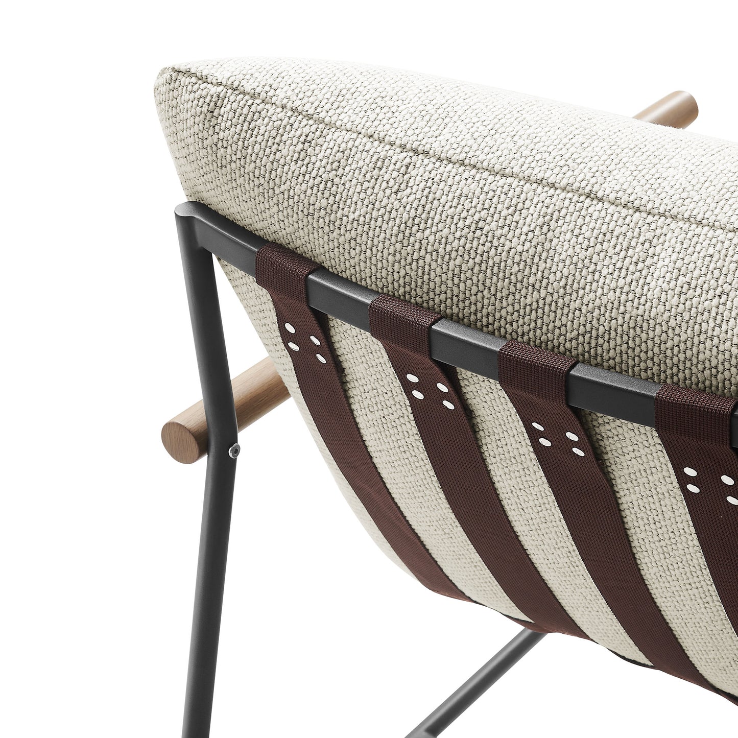 Claret Outdoor Patio Boucle Sling Lounge Chair in Ivory