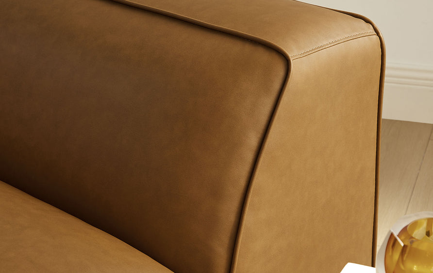 Dune Upholstered Vegan Leather Modular Left Armchair in Camel