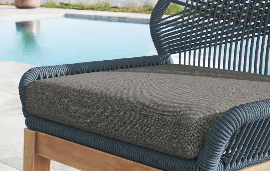 Camden Outdoor Patio Teak and Rope Counter Stool in Blue Graphite