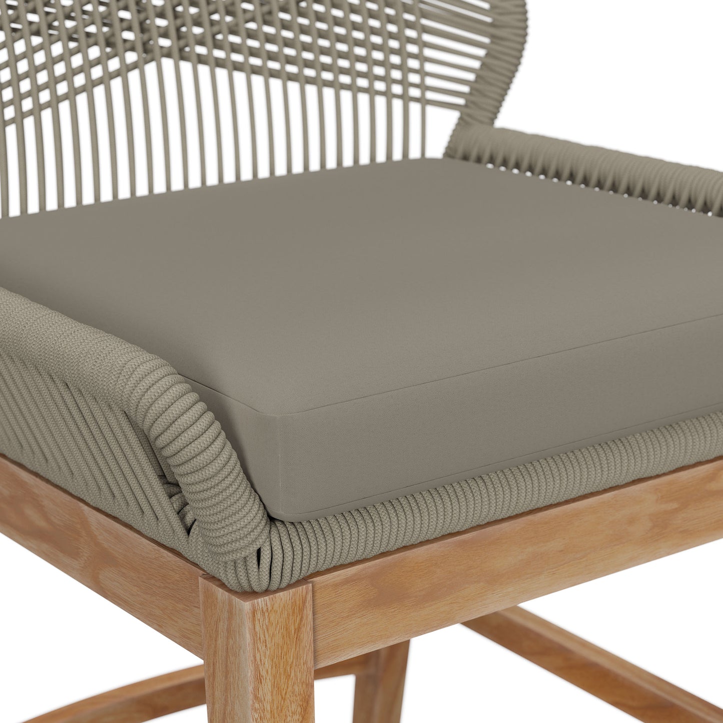 Camden Outdoor Patio Teak and Rope Counter Stool in Light Gray Greige