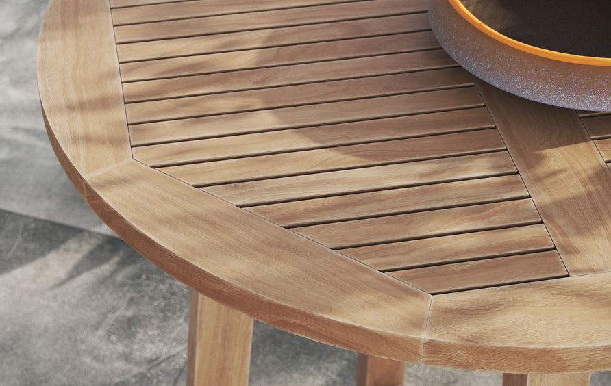 Camden 36" Outdoor Patio Teak Wood Bar Table in Natural