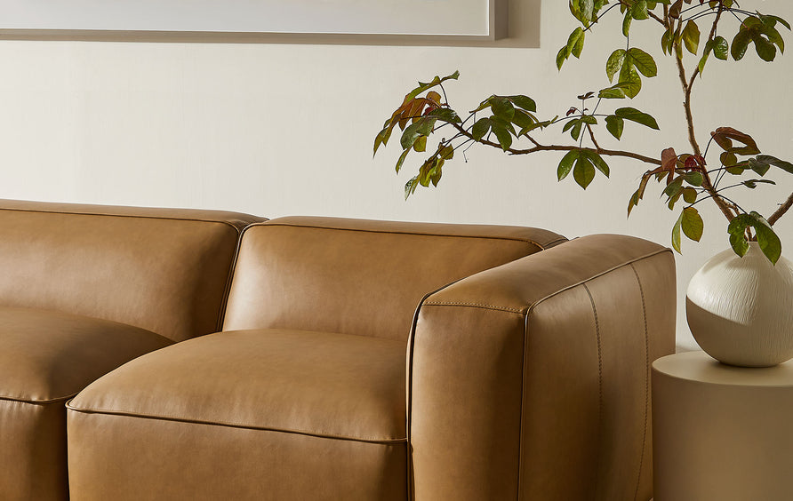 Dune 4-Piece Vegan Leather Modular Sofa Set in Camel