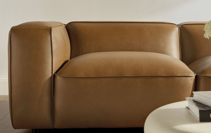 Dune 5-Piece Upholstered Vegan Leather Modular L-Shaped Sofa in Camel