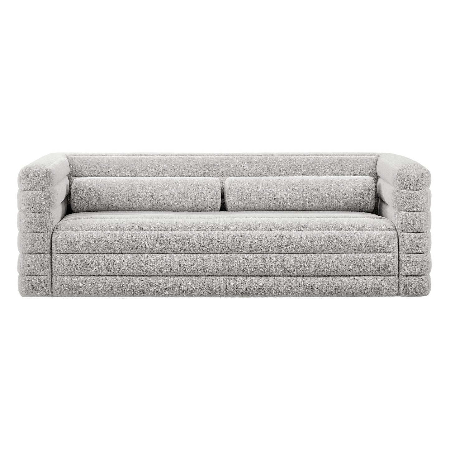 Relle Channel Tufted Boucle Upholstered Sofa by Furniture for America