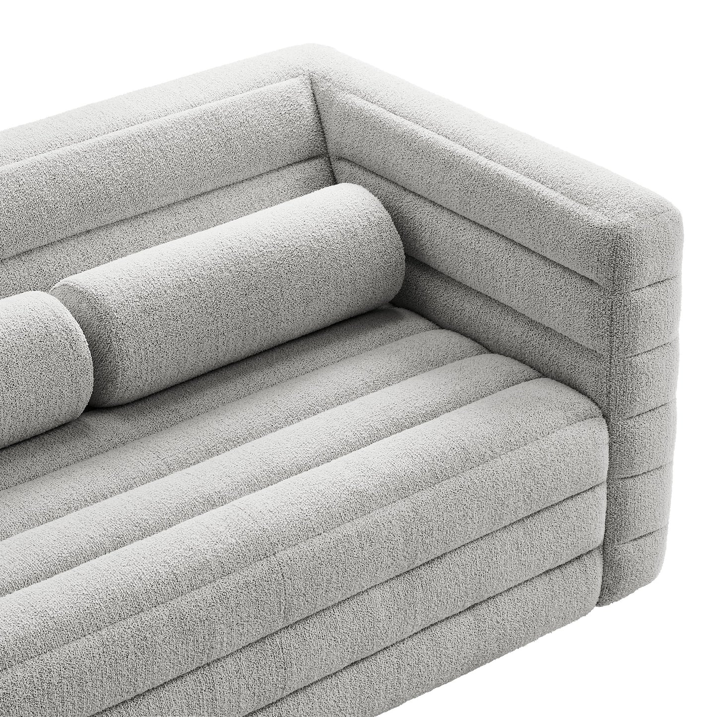 Juna Channel Tufted Boucle Upholstered Loveseat in Newsprint