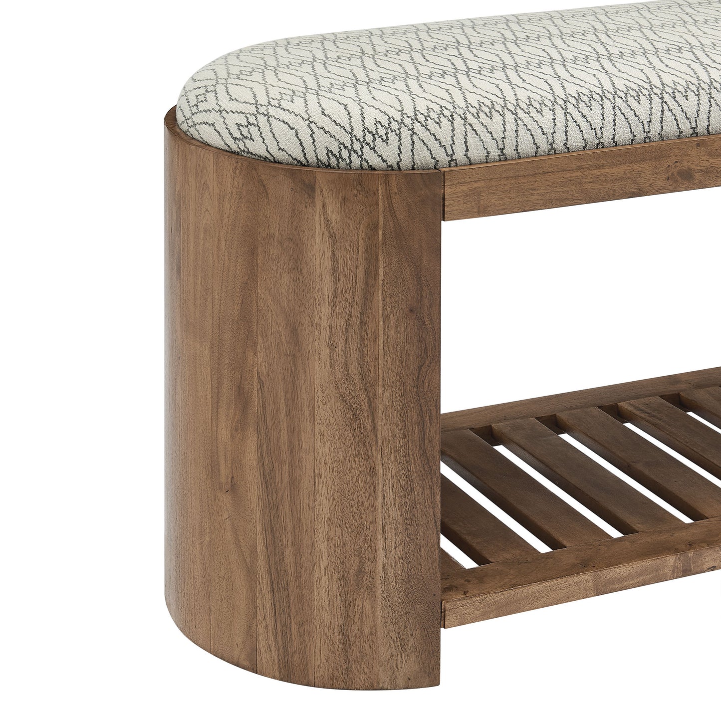 Lena 45" Geometric Upholstered Bench in Natural Geometric