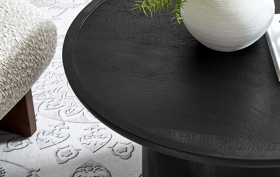 Orson 30" Round Wood Coffee Table in Black