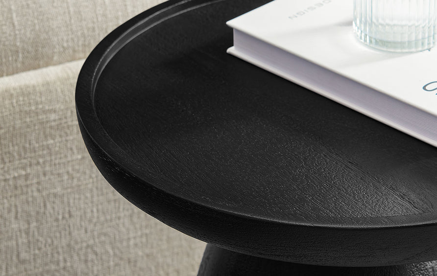 Orson Round Wood Side Table in Black