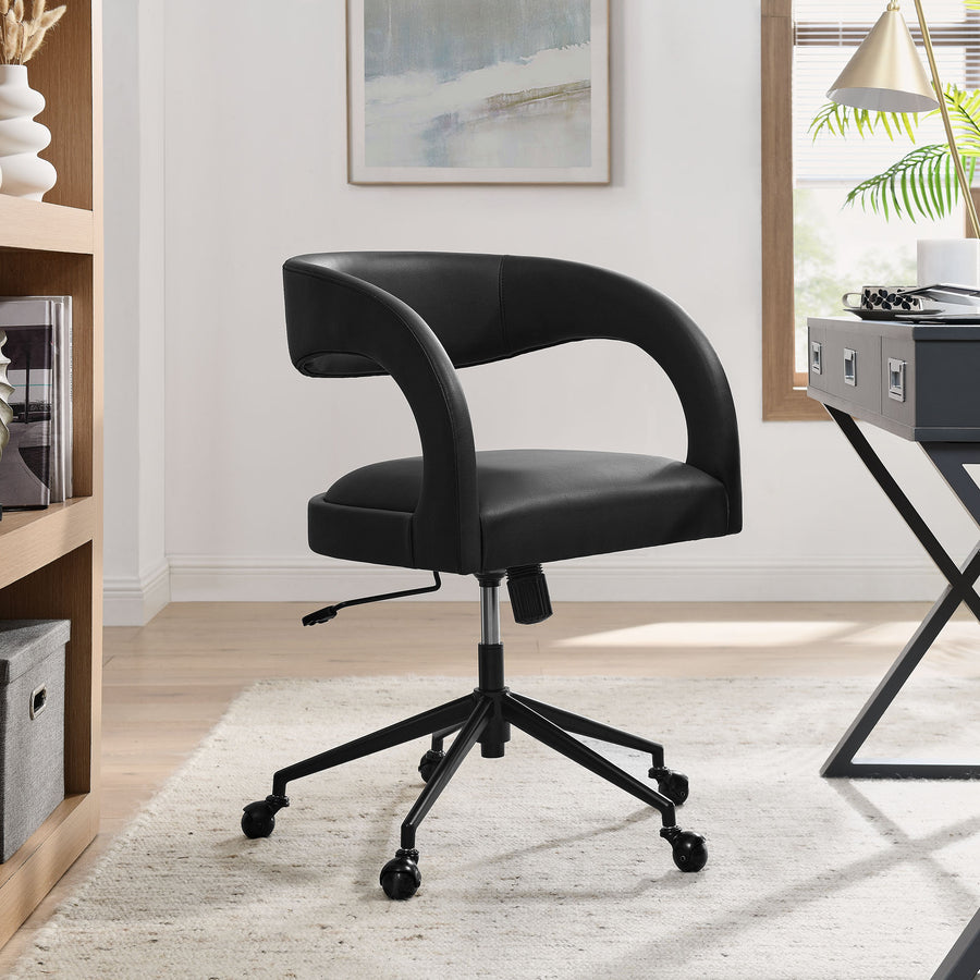 Iris Vegan Leather Office Chair in Black