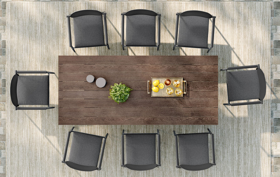 Amber 9-Piece Outdoor Patio Aluminum Dining Set in Charcoal