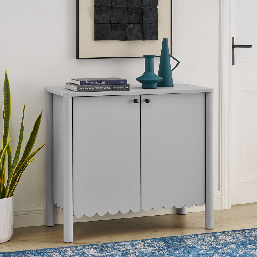 Solstice 35" 2-Door Scalloped Sideboard Cabinet in Light Gray