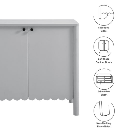 Emmeline 35" 2-Door Scalloped Sideboard Cabinet by Furniture For America