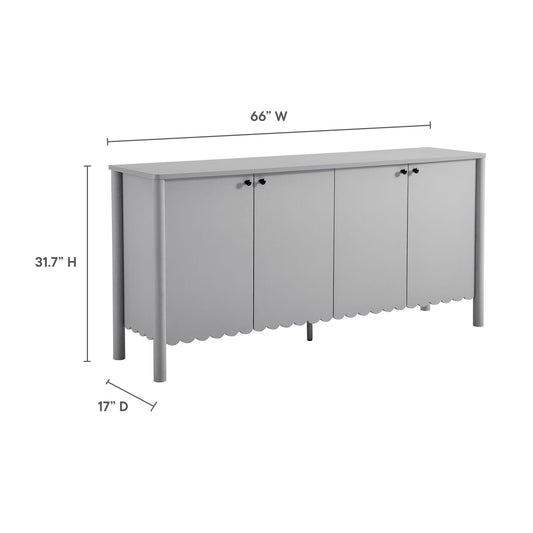 Emmeline 66" 4-Door Scalloped Sideboard Cabinet by Furniture For America