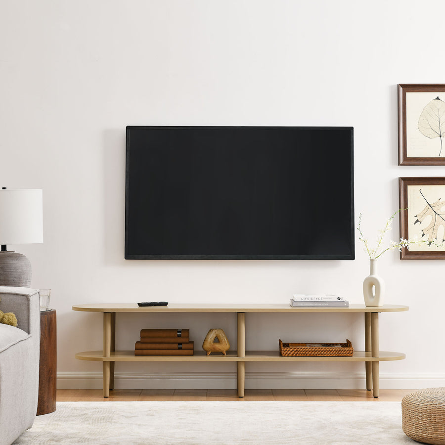 Touriga Oval Wood TV Stand in Light Oak