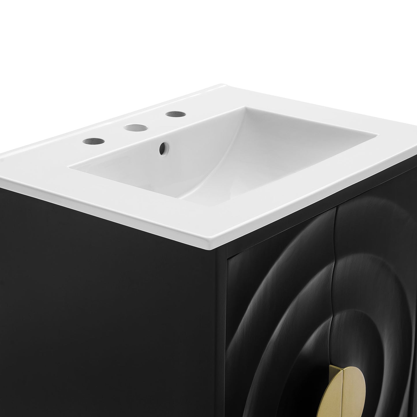 Cane 24" Wood Bathroom Vanity with Basin in White Black