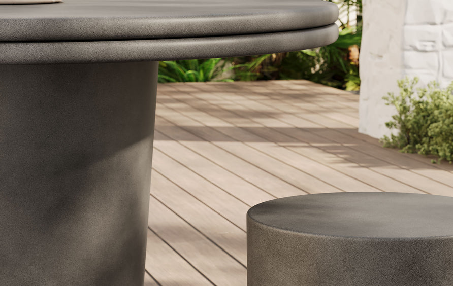 Portico Indoor - Outdoor Patio Concrete 5 Piece Dining Table Set in Gray