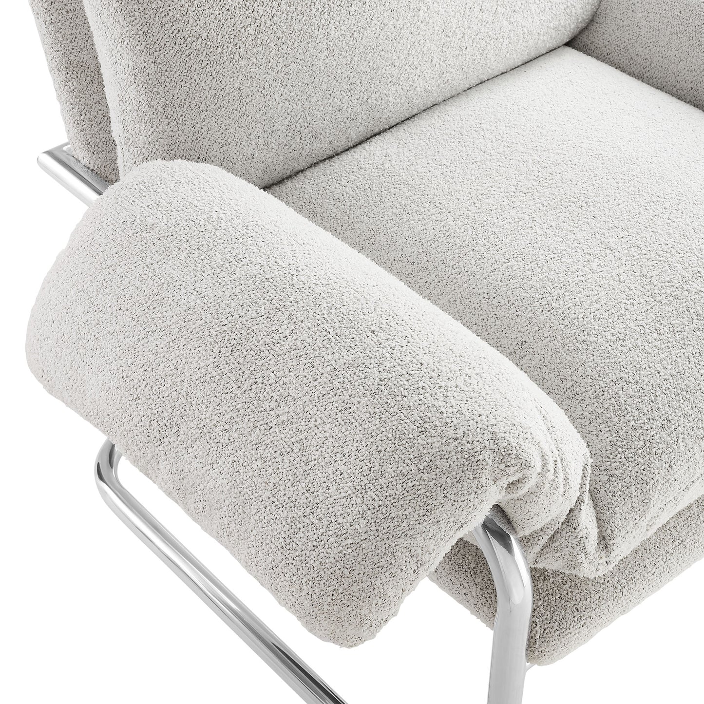 Eurus Boucle Fabric Accent Chair in Newsprint