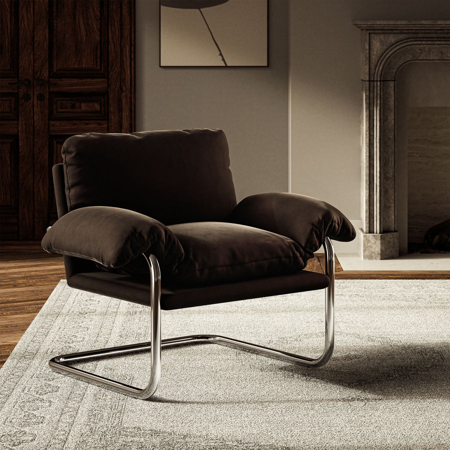 Eurus Performance Velvet Accent Chair in Chocolate Brown