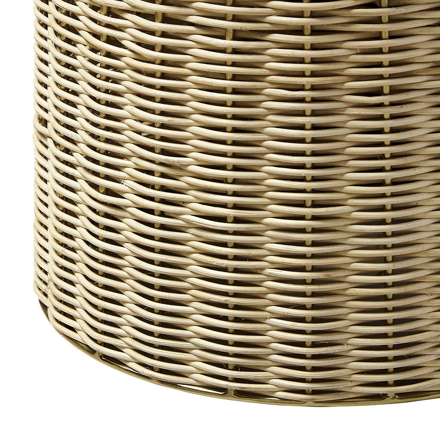 Girona Round Rattan Side Table in Burnished Brass Natural