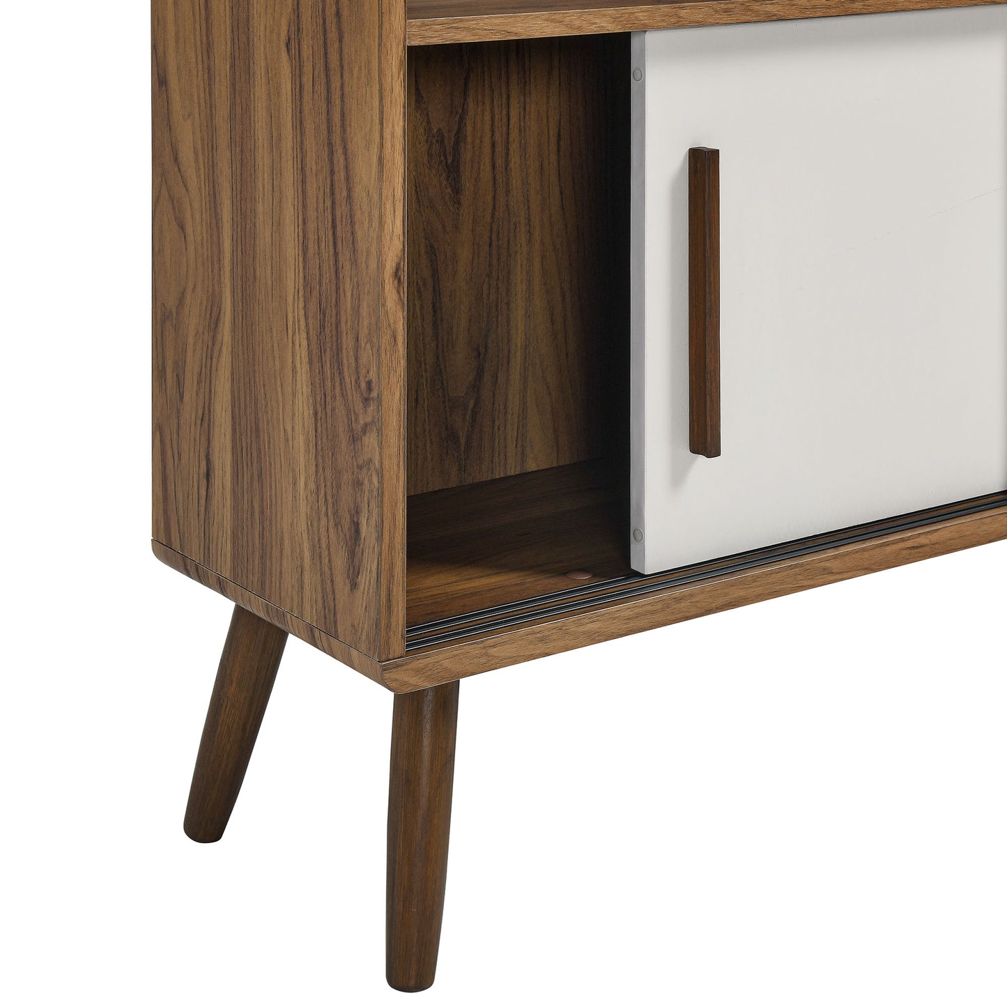 Emery 59" Bookcase with Sliding Doors in Walnut Linen