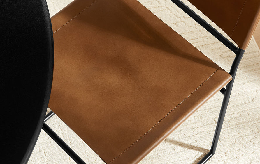 Mogeltonder Leather and Metal Dining Chair in Tan