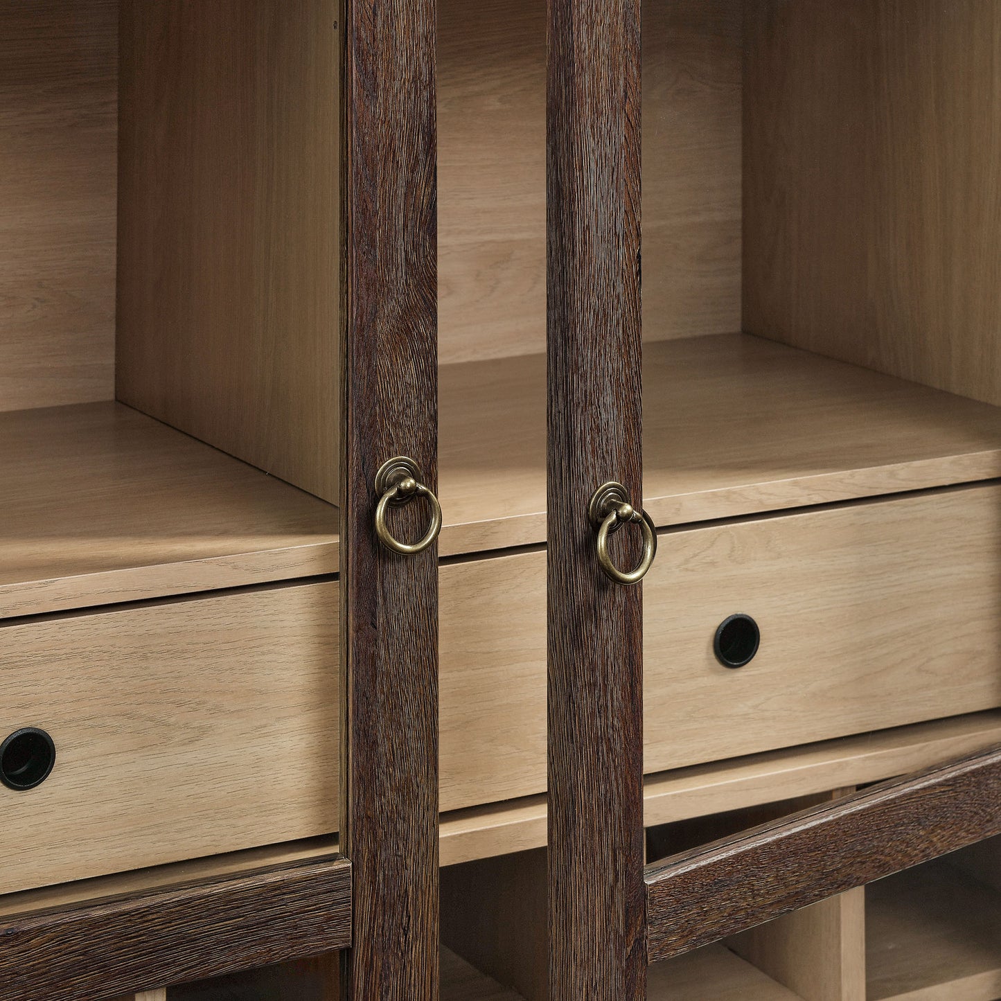 Percale Arched Bar Cabinet in Walnut Light Oak