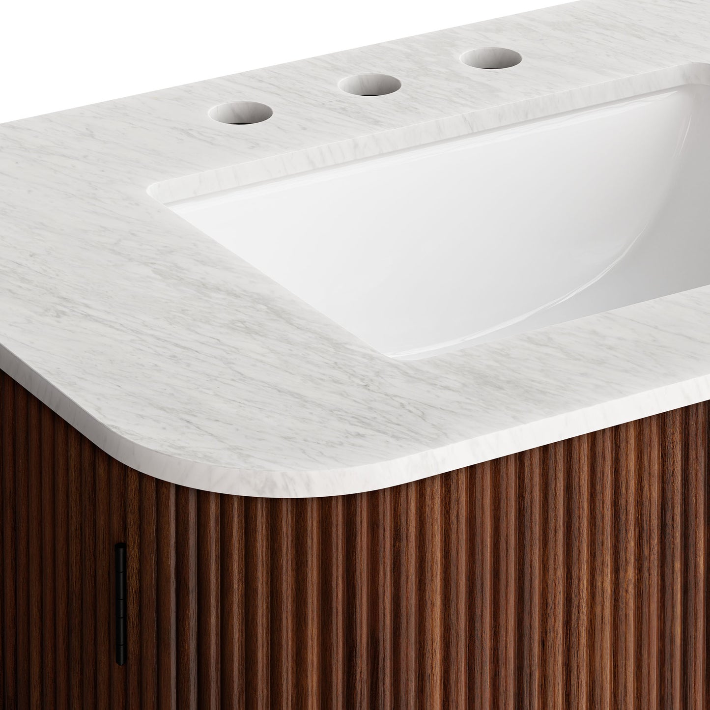 Paloma 30" Wall-Mount Bathroom Vanity with Marble Sink in Walnut