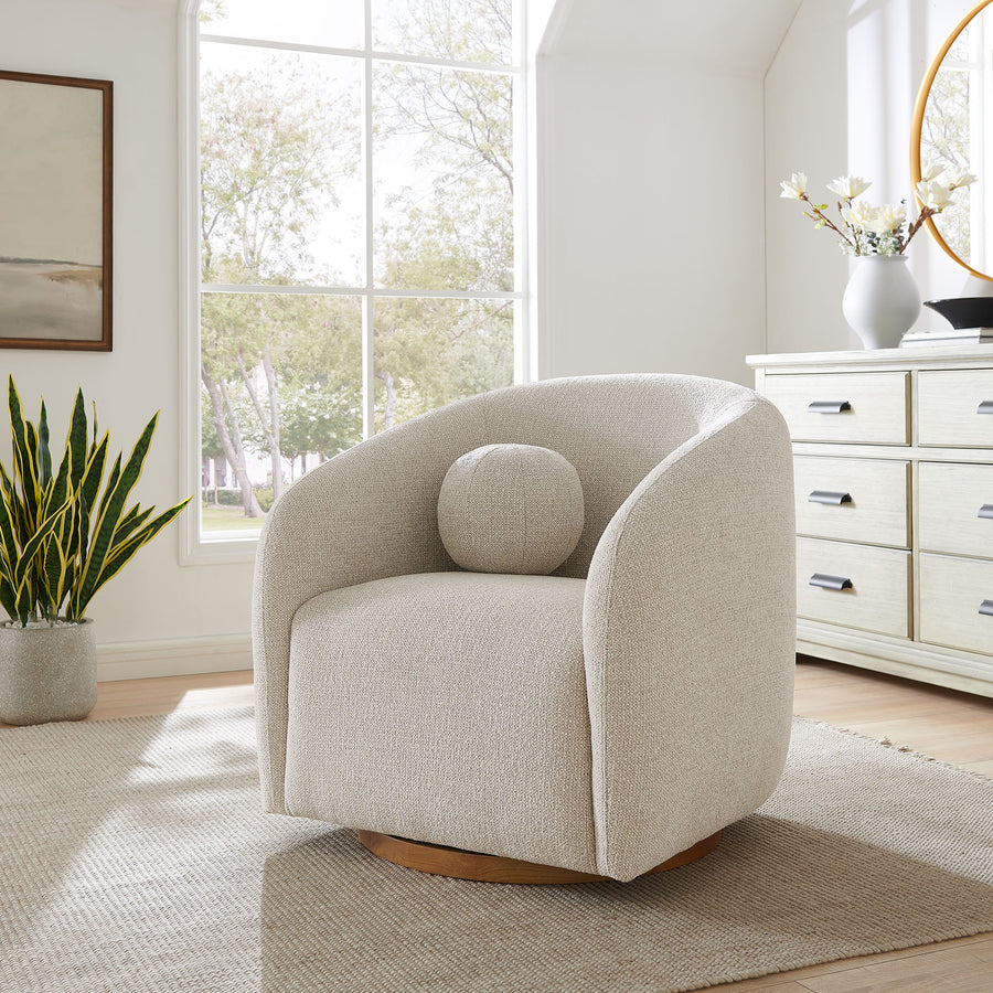 Niko Swivel Chenille Fabric Armchair in Dove Gray