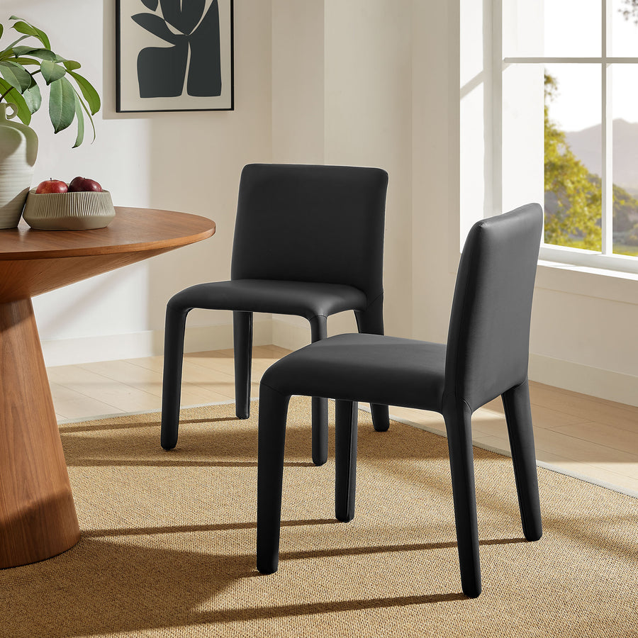 Liora Vegan Leather Upholstered Dining Chair in Black