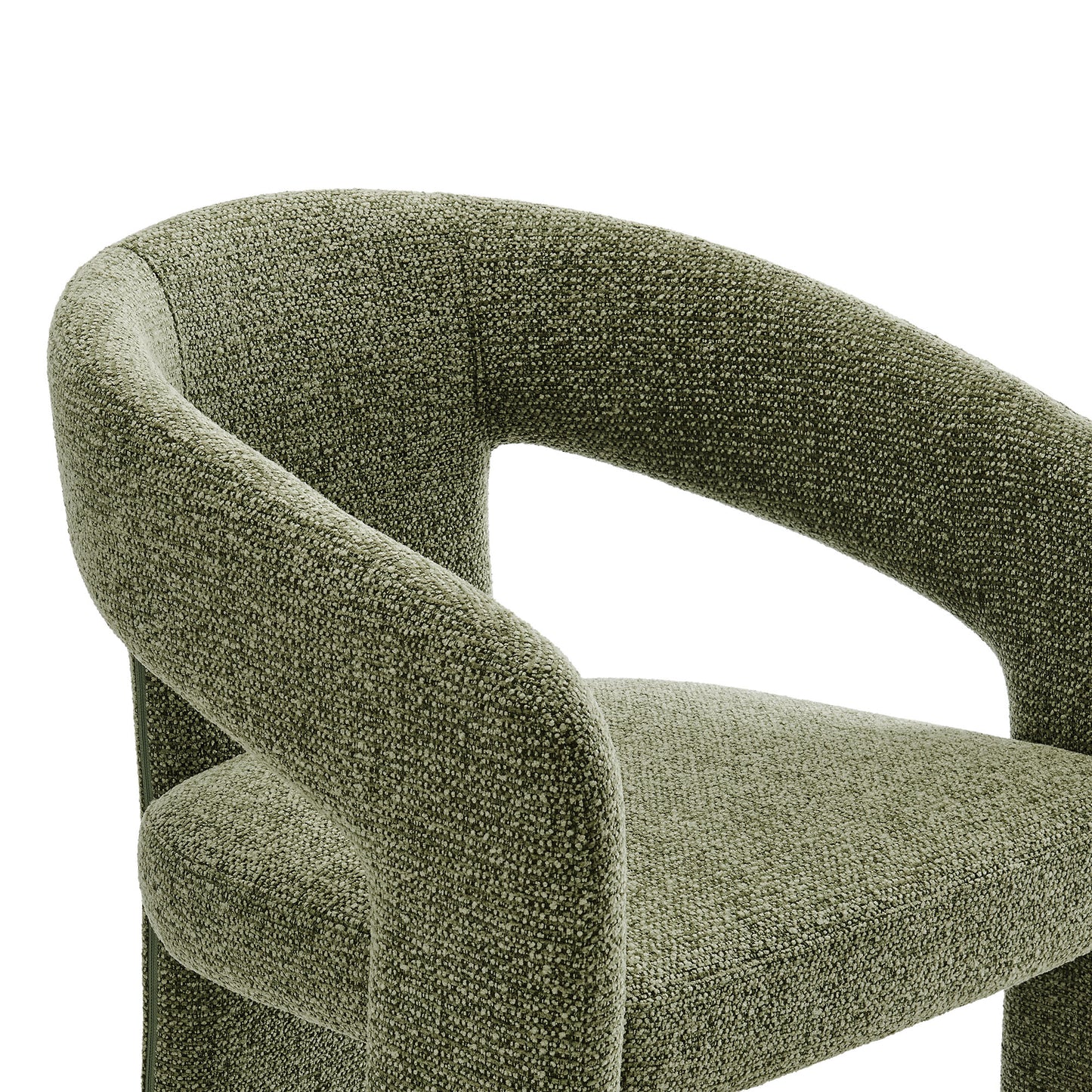 Helgeland Barrel Fabric Upholstered Dining Accent Chair in Leaf