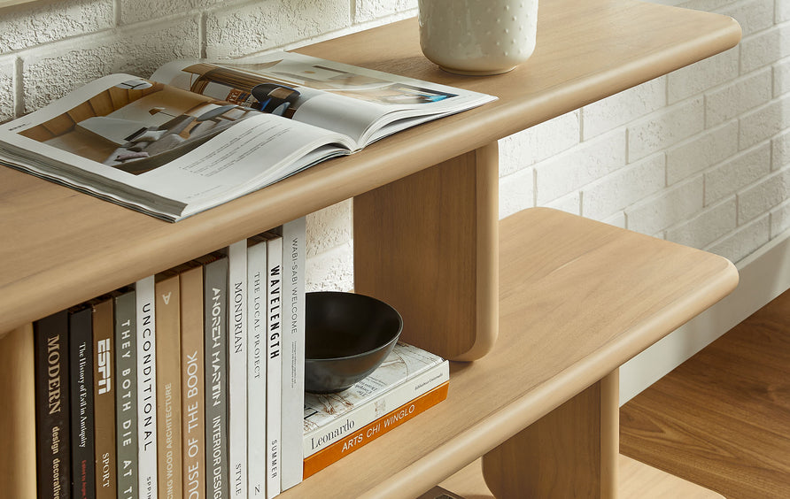 Rupit Sculptural 2-Tier Bookshelf in Natural