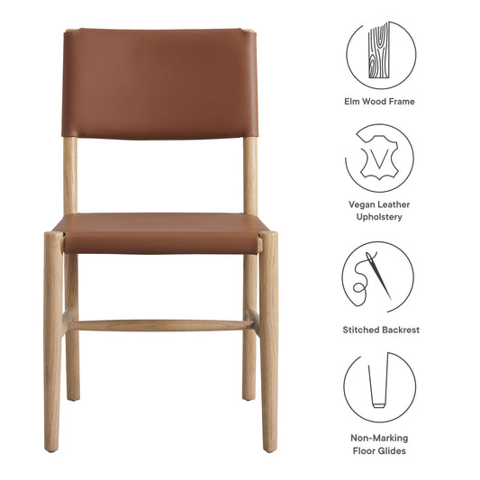Dover Wood Vegan Leather Dining Side Chairs Set of 2 by Furniture For America