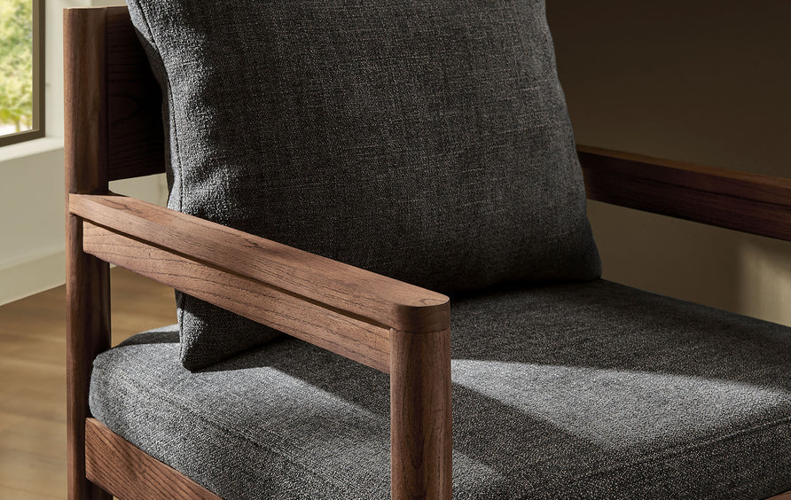 Tweed Wood Bar Stool in Charcoal
