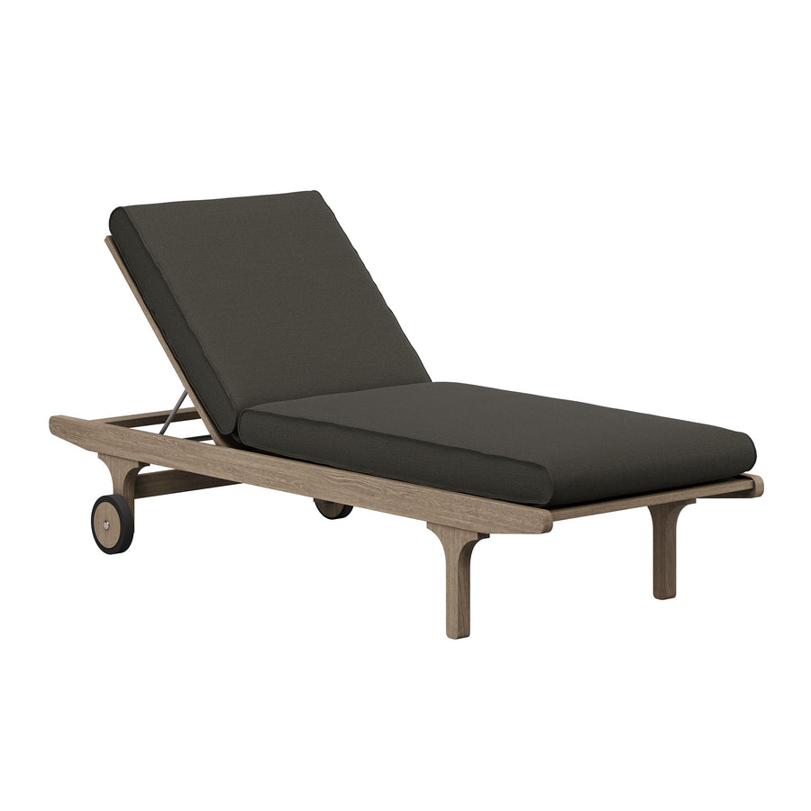Lark Outdoor Patio Teak Chaise Lounge Chair in Weathered Gray Flint