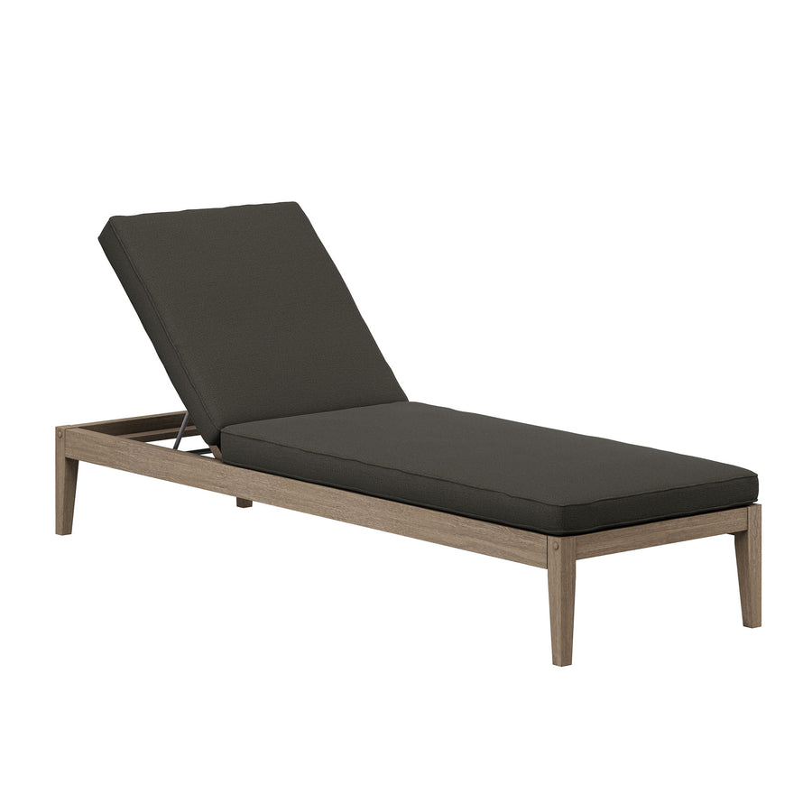 Roan Outdoor Patio Teak Chaise Lounge in Weathered Gray Flint