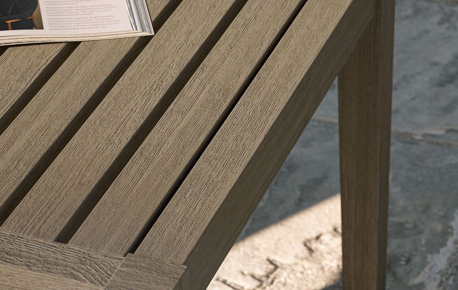 Northlake Square Outdoor Patio Teak Side Table in Weathered Gray