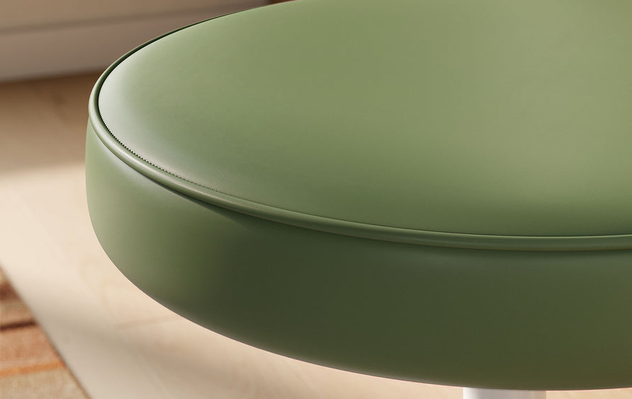 Lumen Vegan Leather Round Stool in Leaf