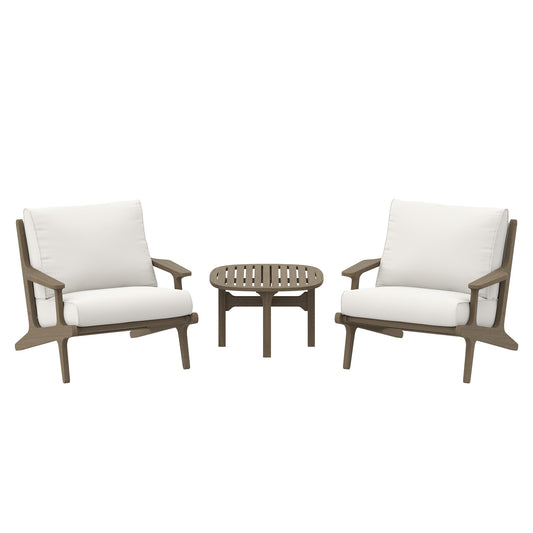 Saratoga 3-Piece Outdoor Patio Teak Wood Furniture Set with Lounge Chairs and Side Table by Furniture For America