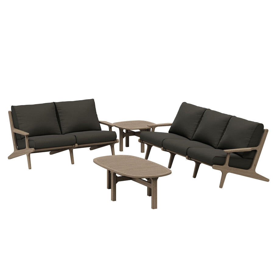Lark 4-Piece Outdoor Patio Teak Wood Furniture Set in Weathered Gray Flint
