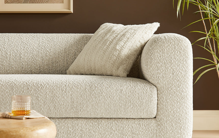 Emrys 89" Boucle Upholstered Sofa in Pearl